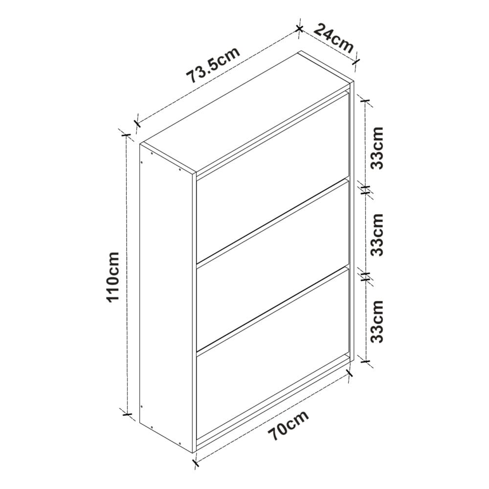 Schuhschrank Aurskog 110x73.5x24cm Eiche