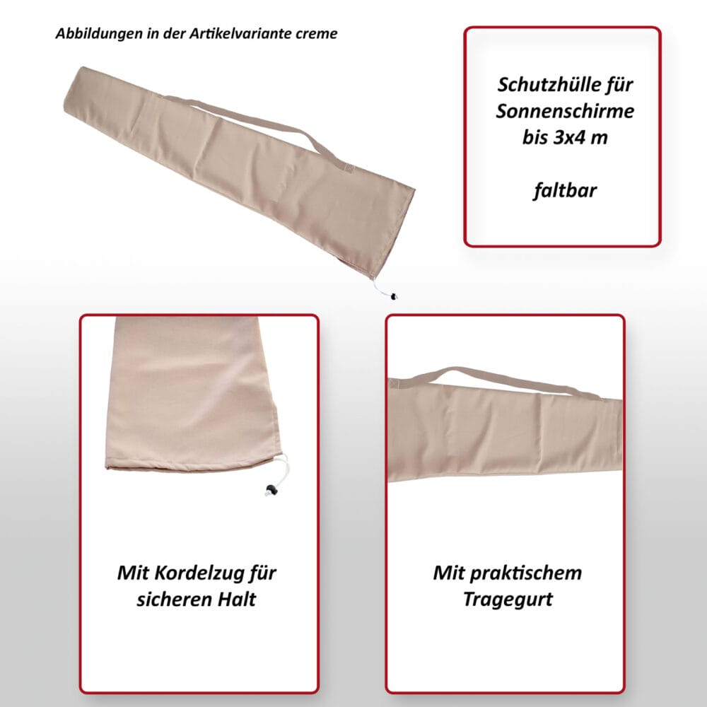 Schutzhülle für Sonnenschirm bis 3x4m Abdeckhülle Cover Kordelzug