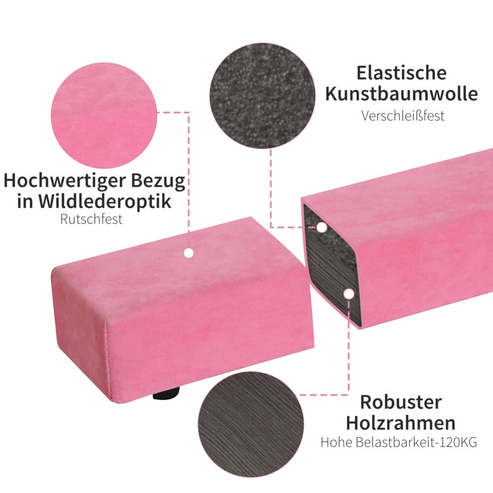 Schwebebalken 210cm Turnbalken faltbar Rosa