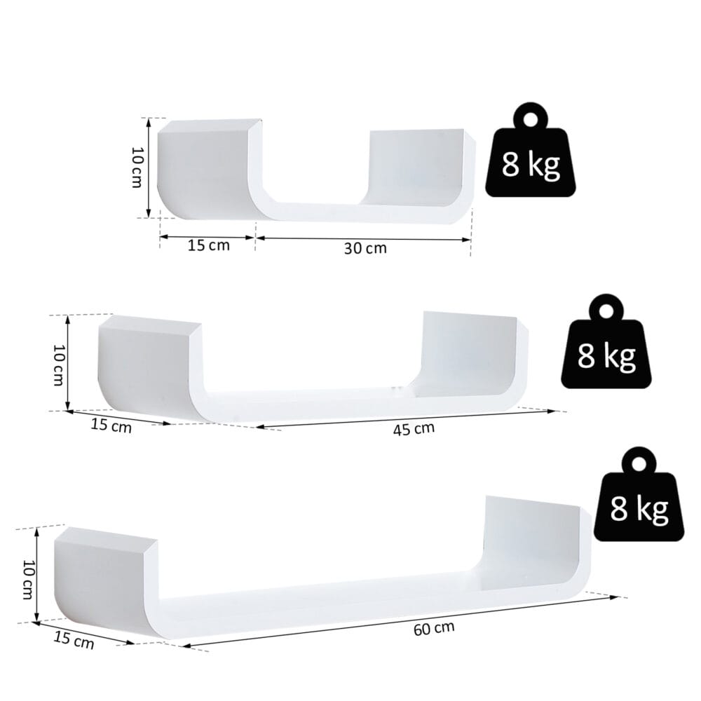 Schweberegal 3tlg. Bücherregal Regal Set weiss