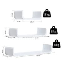 Schweberegal 3tlg. Bücherregal Regal Set weiss