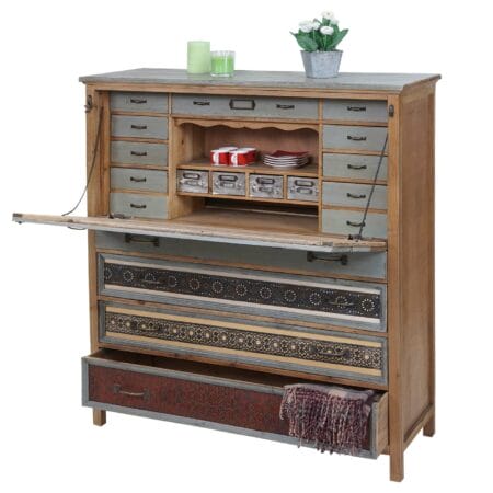 Sekretär Vintage Patchwork massiv 113x99x36cm