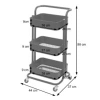 Servierwagen Barwagen mit Handgriff Metall schwarz