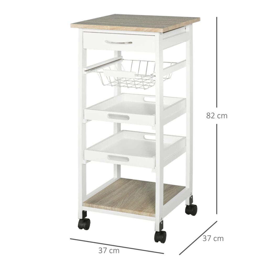 Servierwagen Küchenwagen Kücheninsel 37x37x82 cm weiss