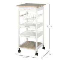 Servierwagen Küchenwagen Kücheninsel 37x37x82 cm weiss
