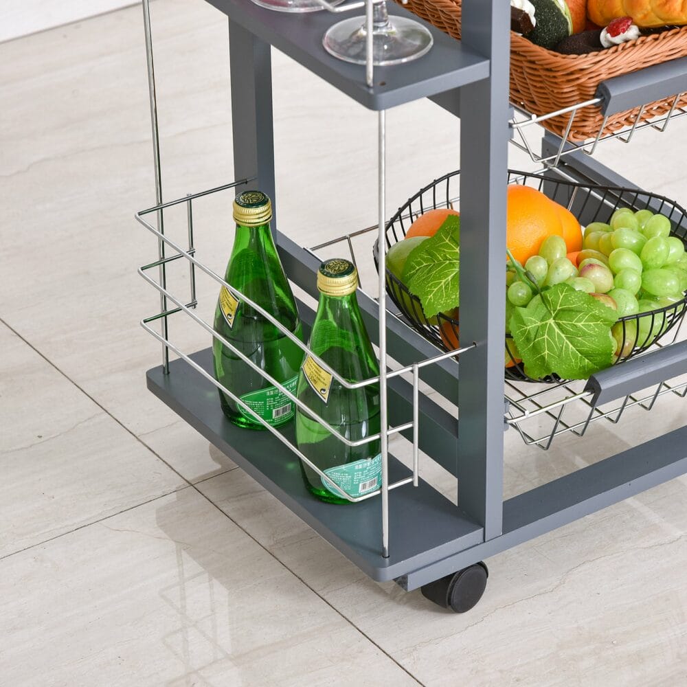 Servierwagen Küchenwagen Kücheninsel 57x37x83 cm schwarz
