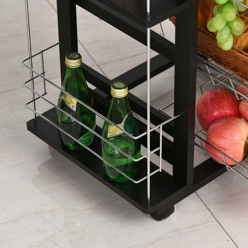 Servierwagen Küchenwagen Kücheninsel 57x37x83 cm schwarz