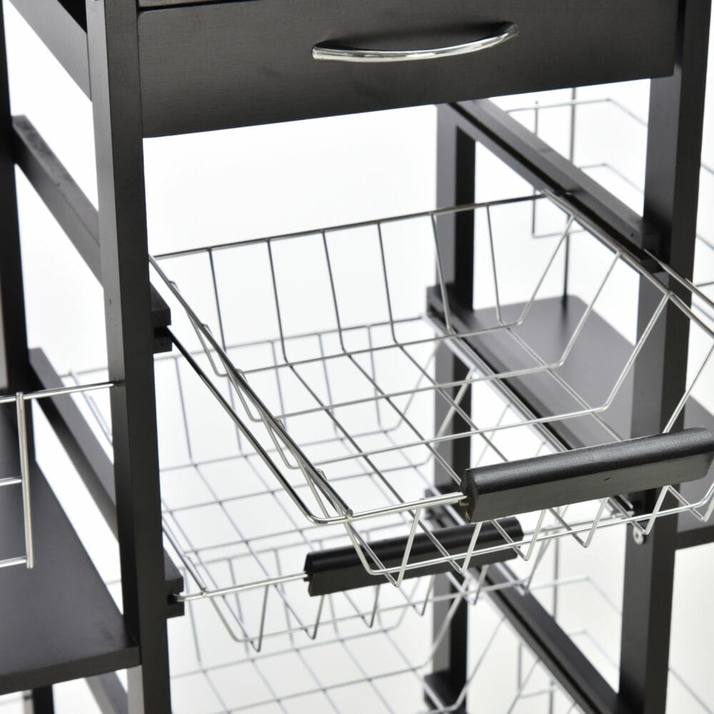Servierwagen Küchenwagen Kücheninsel 57x37x83 cm schwarz