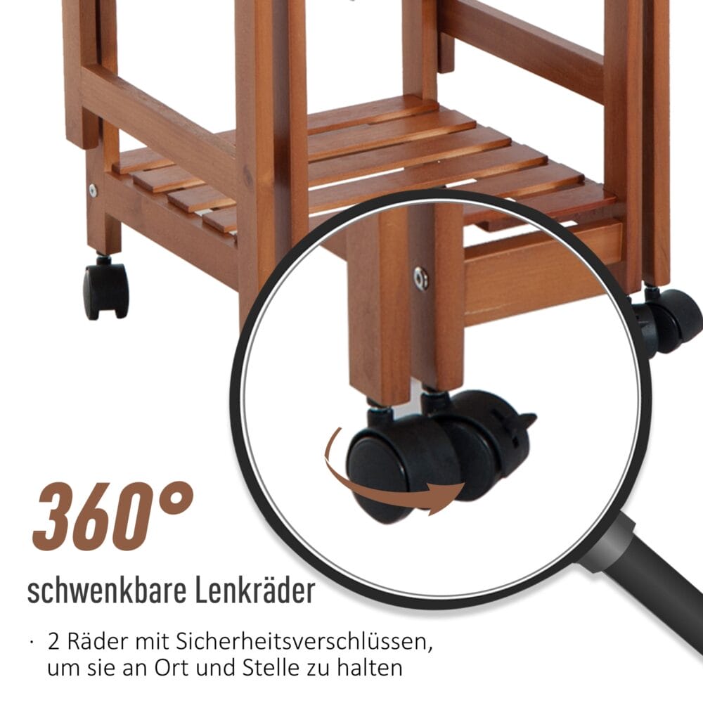Servierwagen Küchenwagen Kücheninsel mit 4 Ablagen Industrie-Design