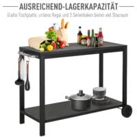 Servierwagen Küchenwagen Metall schwarz  128x46