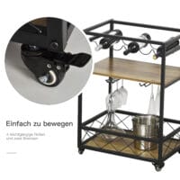 Servierwagen mit Tablar abnehmbar Weinregal Küchenwagen