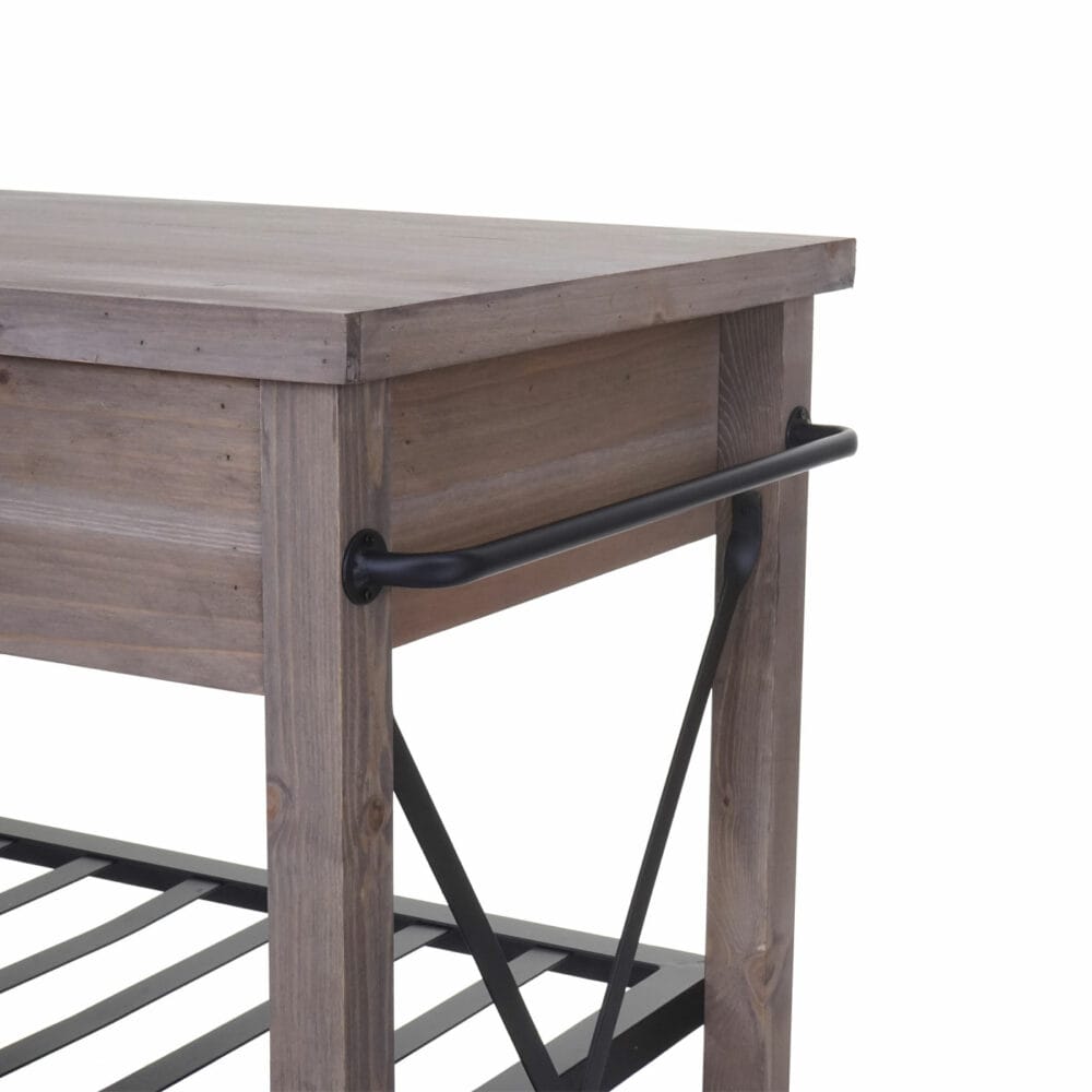 Servierwagen mit Weinregal Barwagen 85x114x47cm shabby braun