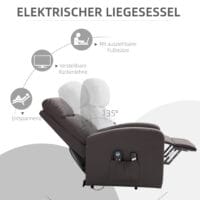 Sessel mit Aufstehhilfe elektrisch Kunstleder Braun