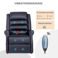 Sessel mit Aufstehhilfe und Massage schwarz