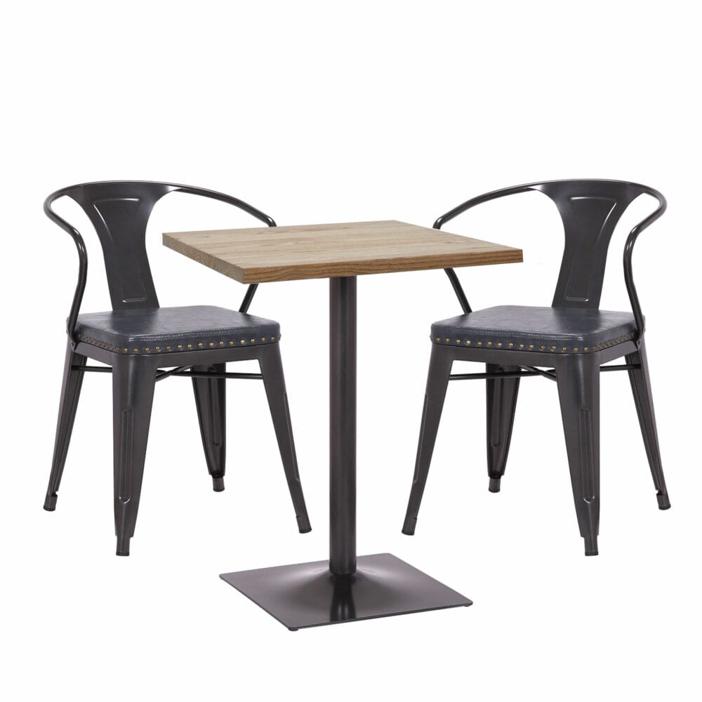 Set Bistrotisch FSC mit 2x Esszimmerstuhl Industrial