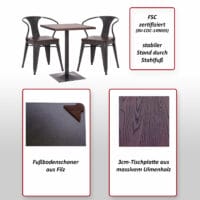 Set Bistrotisch FSC mit 2x Esszimmerstuhl Industrial