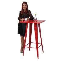 Set Stehtisch + 2x Barhocker Metall Industriedesign ~ rot