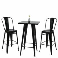 Set Stehtisch + 2x Barhocker Metall Industriedesign ~ schwarz