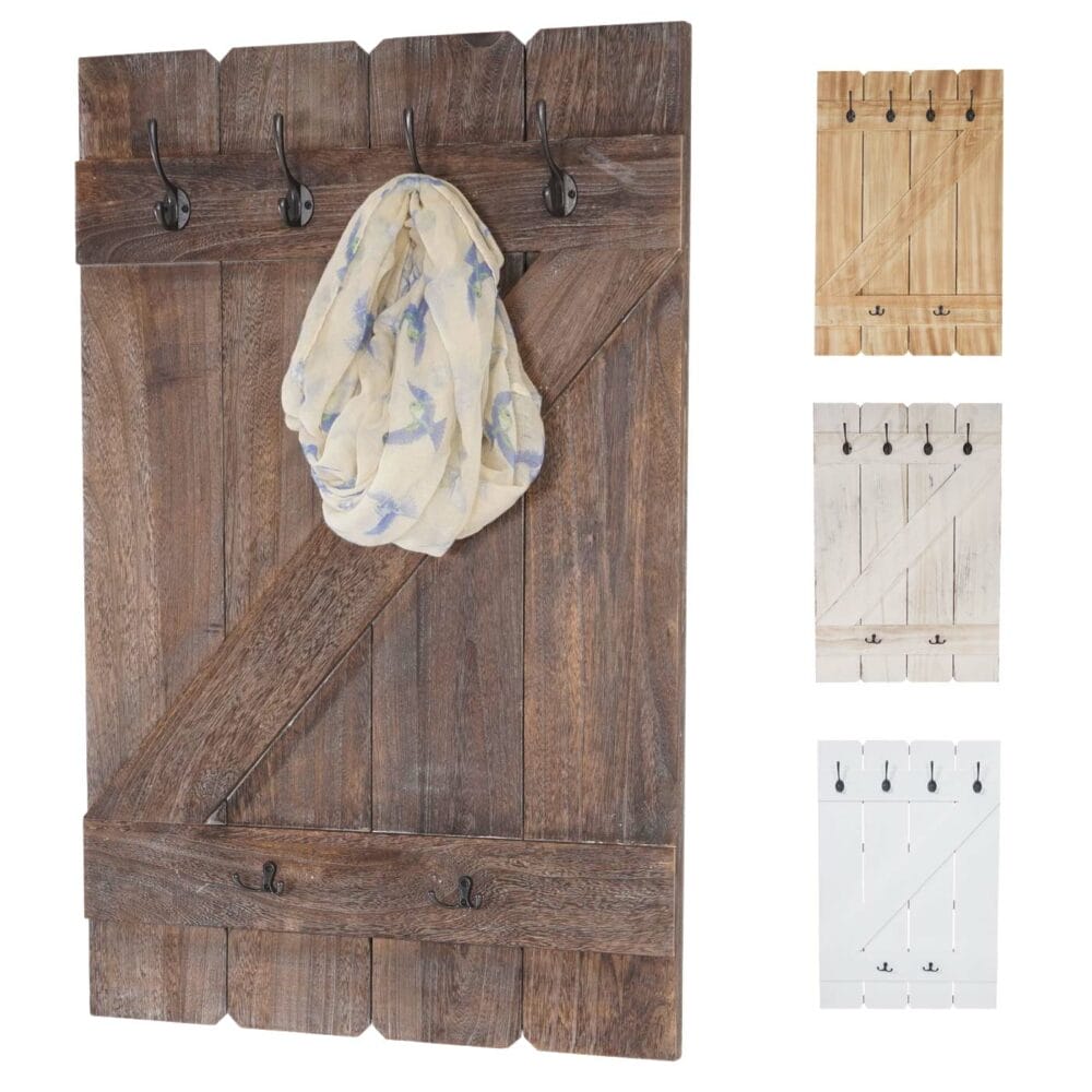 Shabby Chic Wandgarderobe  6 Haken 91x60cm weiss lackiert