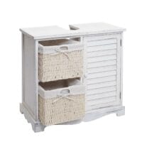 Shabby Chic Waschbeckenunterschrank mit Körben 60x65x31cm - shabby weiss