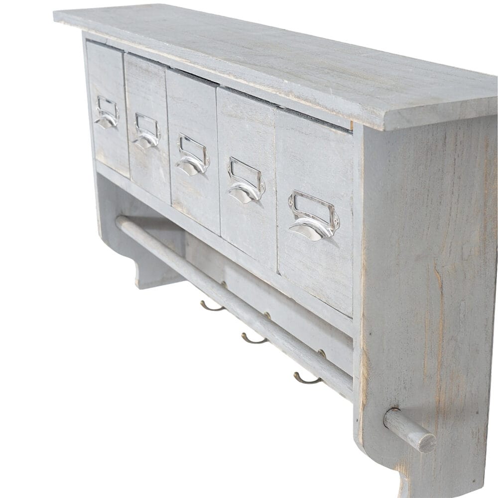 Shabby Chic Garderobe mit 5 Schubladen Vintage grau