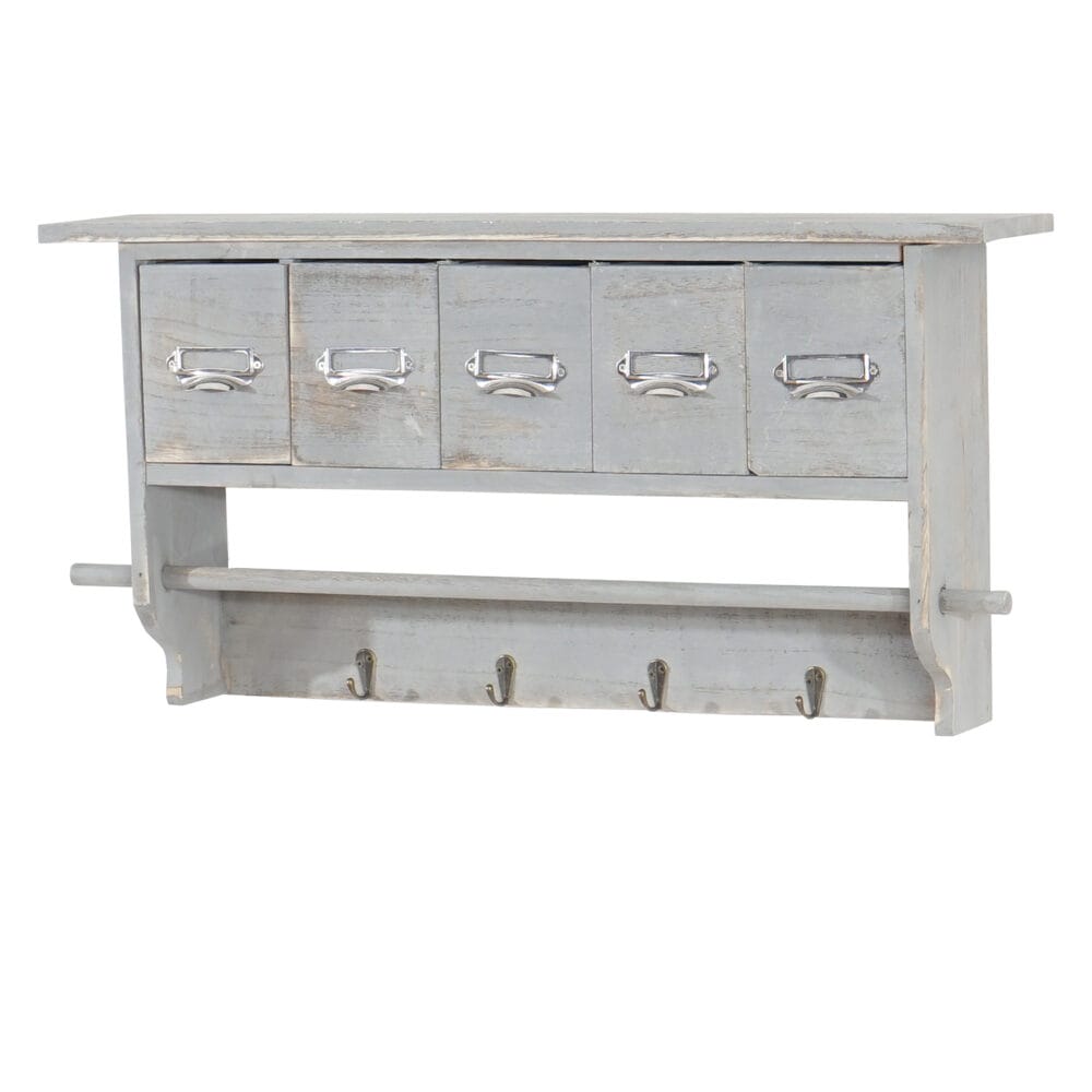 Shabby Chic Garderobe mit 5 Schubladen Vintage grau