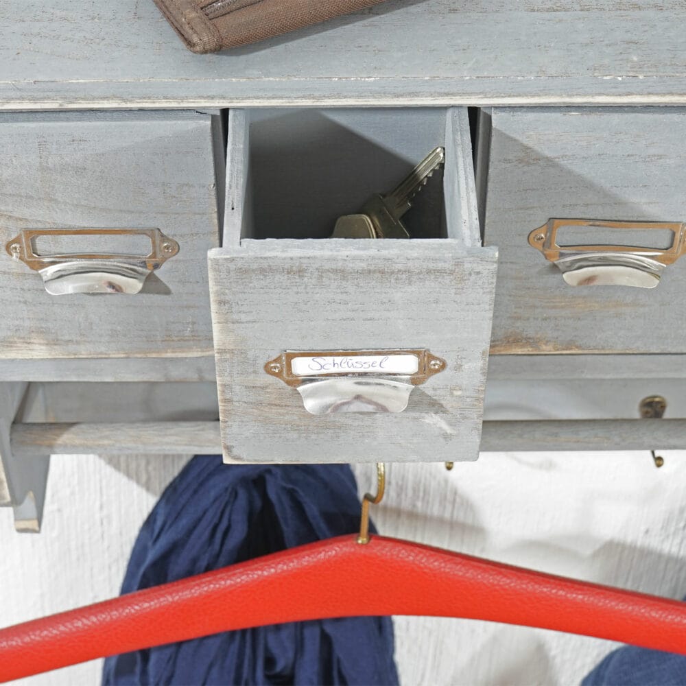 Shabby Chic Garderobe mit 5 Schubladen Vintage grau