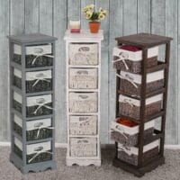 Shabby Regal Kommode mit 5 Korbschubladen Vintage ~ braun