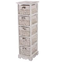 Shabby Regal mit 5 Korbschubladen Vintage ~ weiss