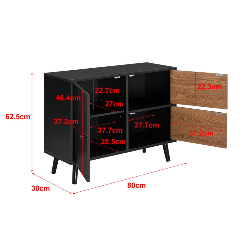 Sideboard Gislaved 80x30x62.5cm Schwarz/Dunkler Holzton