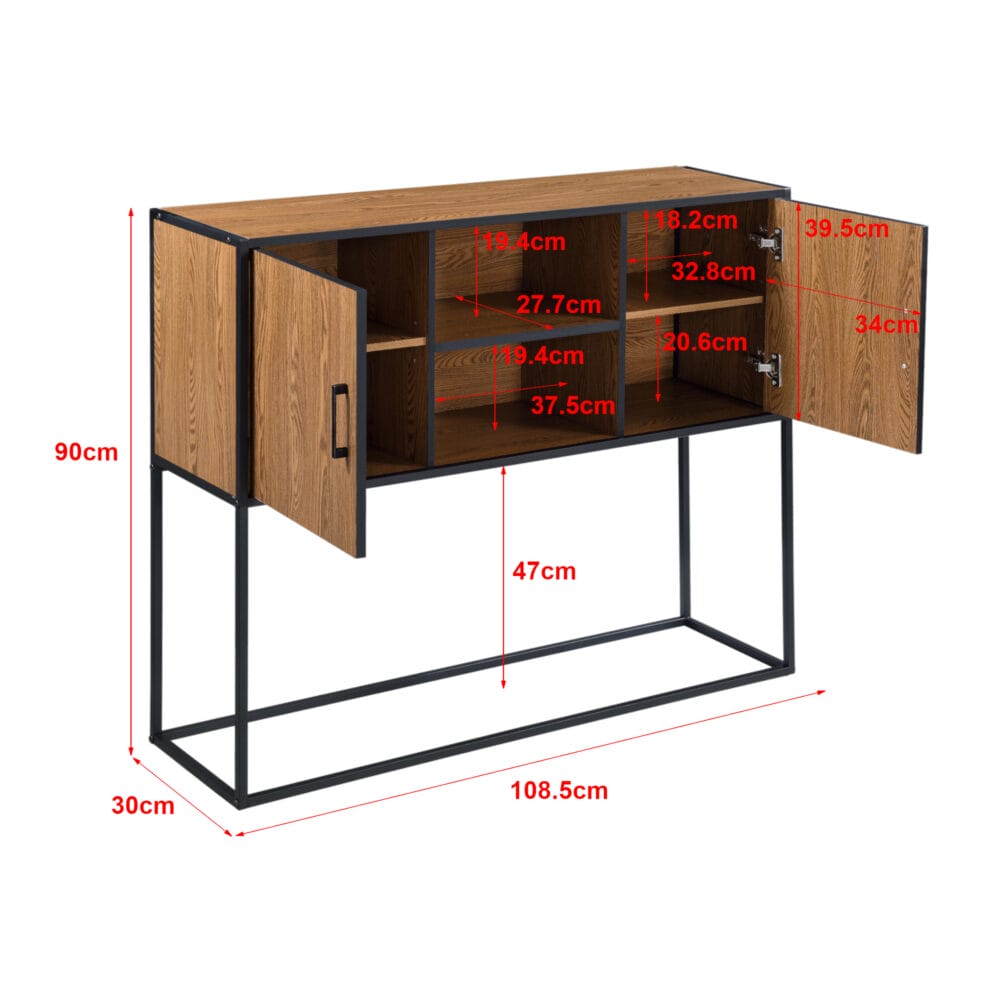 Sideboard Motala 90 x 108.5 x 30cm Dunkler Holzton/Schwarz