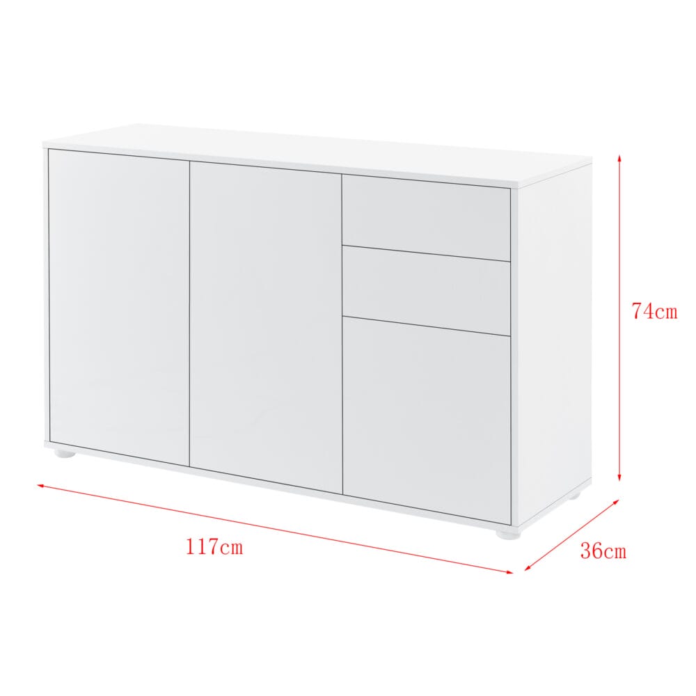 Sideboard Paarl 74x117x36cm mit Schubladen und Türen hochglanz