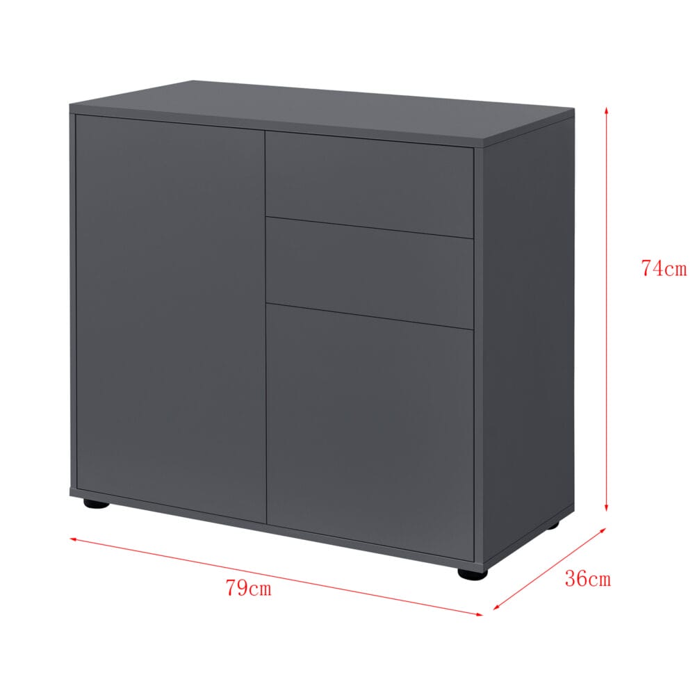 Sideboard Paarl 74x79x36cm mit 2 Schubladen und Schranktüren Matt