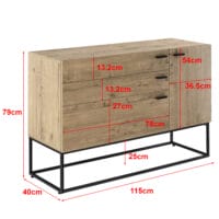 Sideboard Hylte 115x40x79cm Eicheoptik