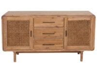 Sideboard Highboard Rattan Akazie Massivholz 83x160x45cm