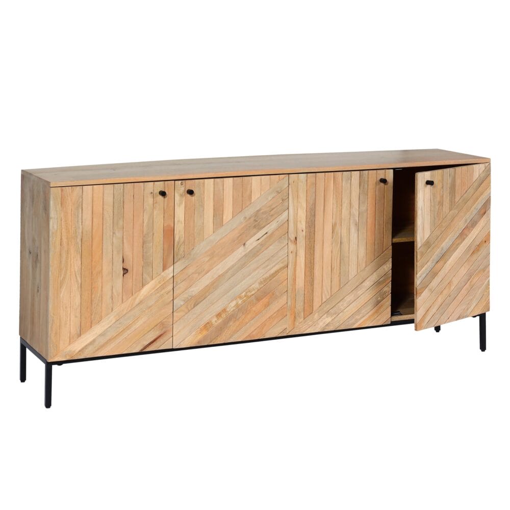 Sideboard Kommode Schrank Massiv-Holz Mango 79x176x42cm natur