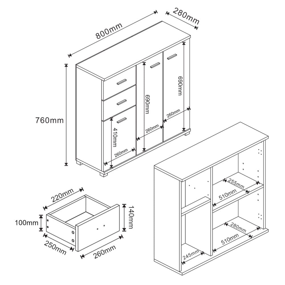 Schuhschrank Crimla 76x80x28cm Sonoma Eiche