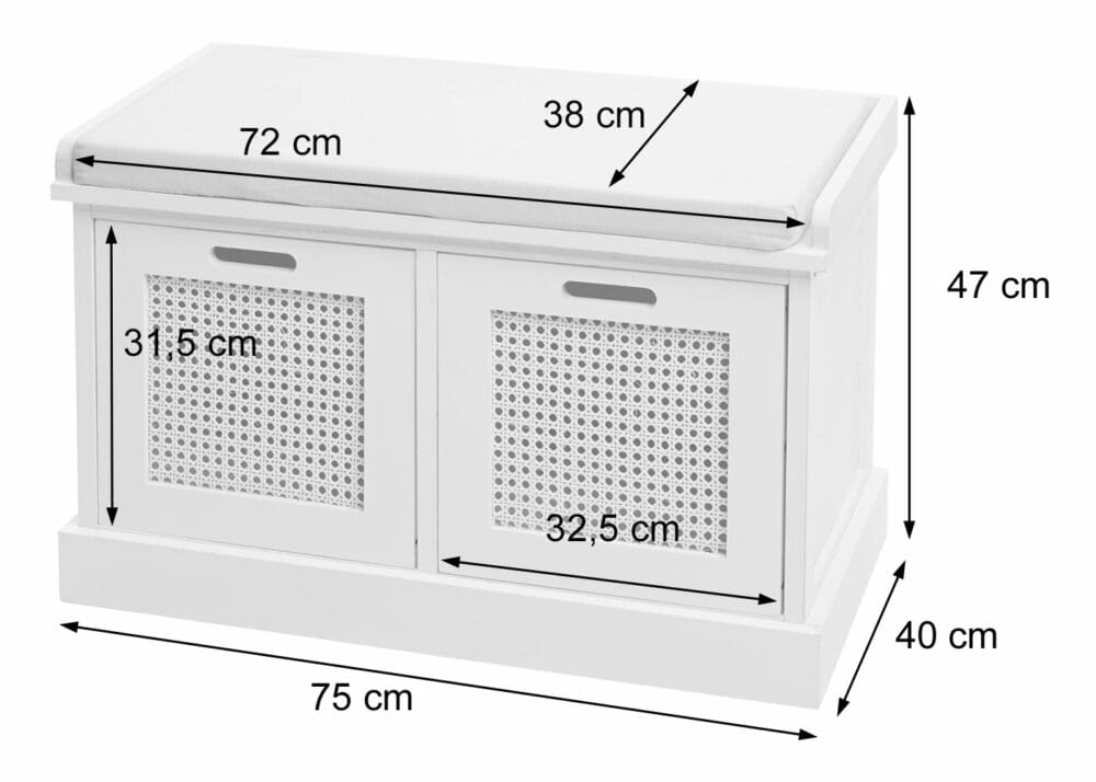 Sitzbank JAM-J49 Garderobenbank mit Staufach 47x75x40cm braun