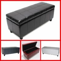 Sitzbank MIT Aufbewahrung Kriens Leder 112x45x45cm ~ schwarz