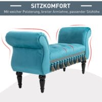 Sitzbank Orient Polsterbank L117 x B40 x H58cm Blau