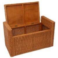 Sitzbank Rattan mit Stauraum und Kissen 88cm ~ honigfarben