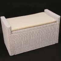 Sitzbank Rattan mit Stauraum und Kissen 88cm ~ weiss