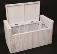 Sitzbank Rattan mit Stauraum und Kissen 88cm ~ weiss