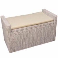 Sitzbank Rattan mit Stauraum und Kissen 88cm ~ weiss