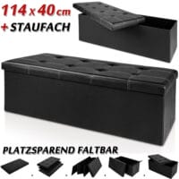 Sitzbank schwarz - 114 cm x 40 cm x 40 cm schwarz