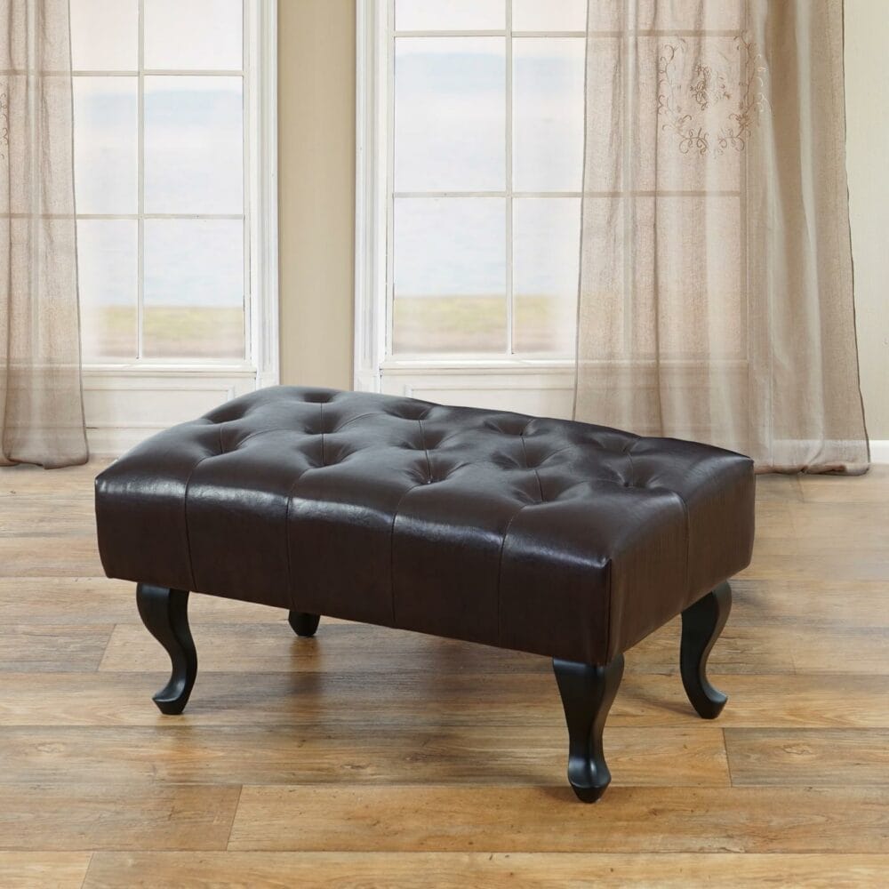 Sitzhocker Chesterfield Fussablage antik-braun