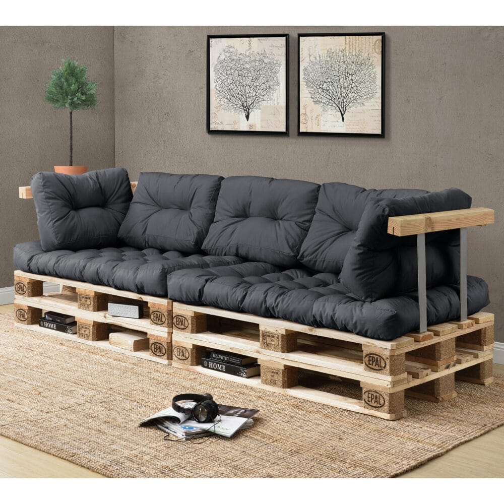 Rückenkissen für Palettenmöbel Comfy 40x60x12 cm Dunkelgrau
