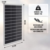 Solarpanel Monokristallin - 130W 18V für 12V Batterien Photovoltaik