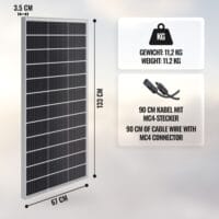 Solarpanel Monokristallin - 150W 18V für 12V Batterien Photovoltaik