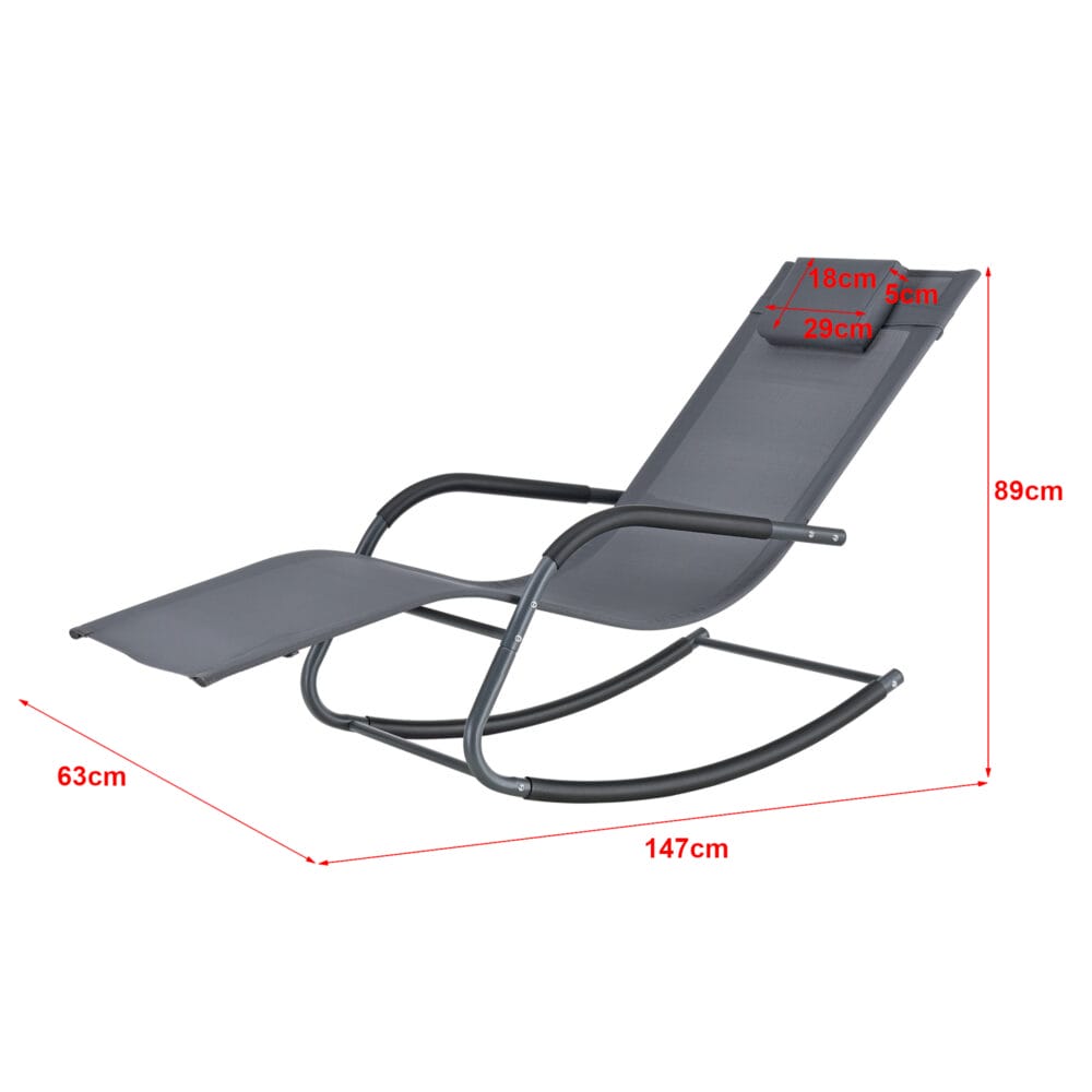 Sonnenliege Caracena 2er Set 147x63x89cm Schaukelliege Dunkelgrau